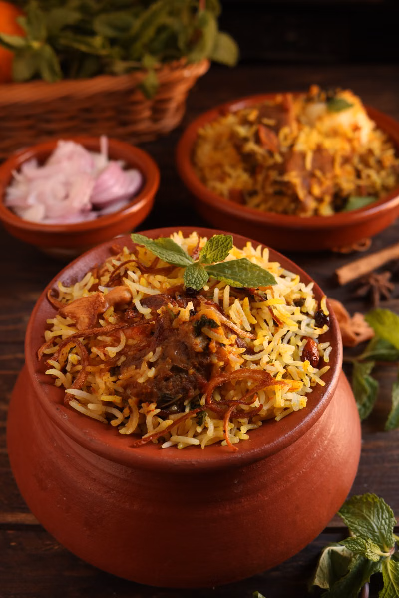 Biryani served in a clay pot